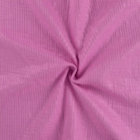 Tissu Double gaze Rayures lurex Rose fuchsia