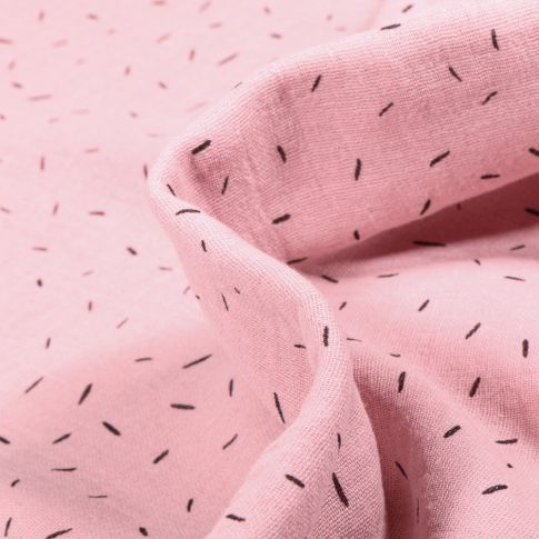 Tissu Double gaze Confettis sur fond Rose bébé