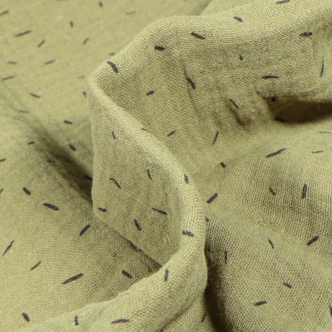 Tissu Double gaze Confettis sur fond Vert kaki