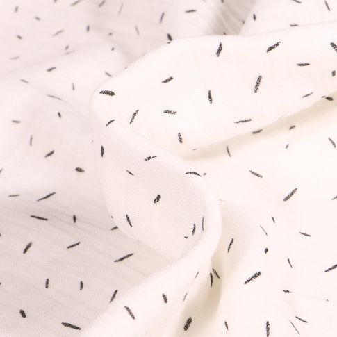 Tissu Double gaze Confettis sur fond Blanc