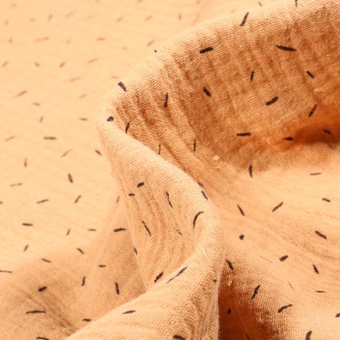 Tissu Double gaze Confettis sur fond Caramel