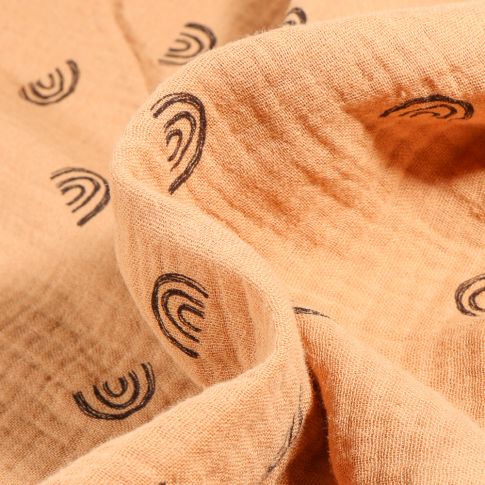 Tissu Double gaze Rainbow sur fond Caramel