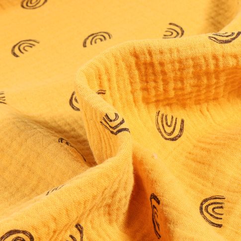 Tissu Double gaze Rainbow sur fond Jaune