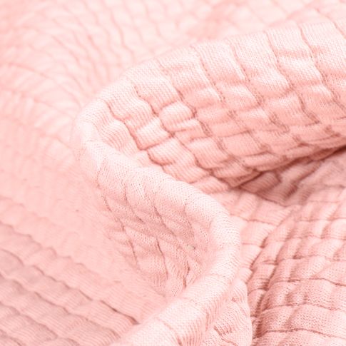 Tissu Sweat gaufré uni Monica Rose pâle