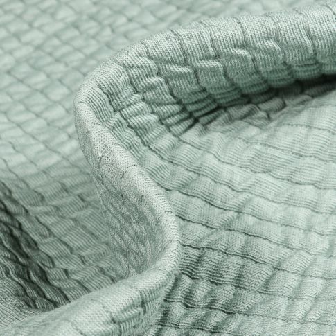 Tissu Sweat gaufré uni Monica Vert amande
