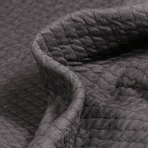 Tissu Sweat gaufré uni Monica Noir