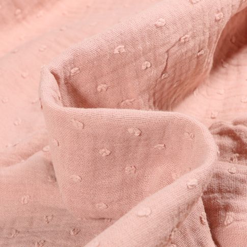 Tissu Double gaze Plumetis uni Rose pâle