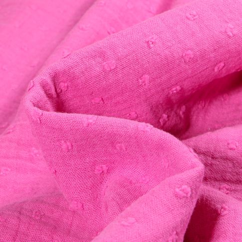 Tissu Double gaze Plumetis uni Rose fuchsia