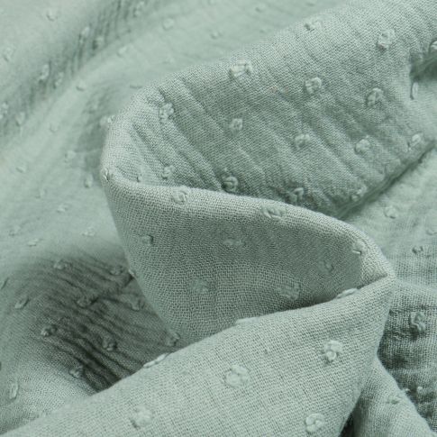 Tissu Double gaze Plumetis uni Vert d'eau