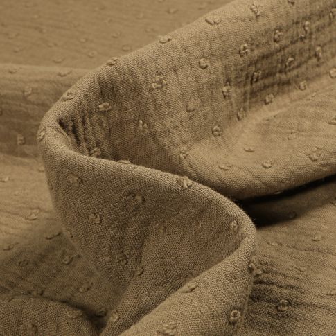 Tissu Double gaze Plumetis uni Vert kaki
