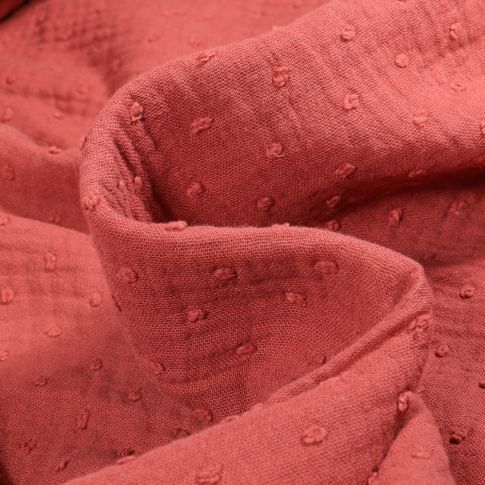 Tissu Double gaze Plumetis uni Terracotta