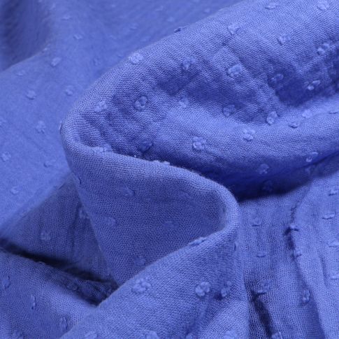Tissu Double gaze Plumetis uni Bleu roi