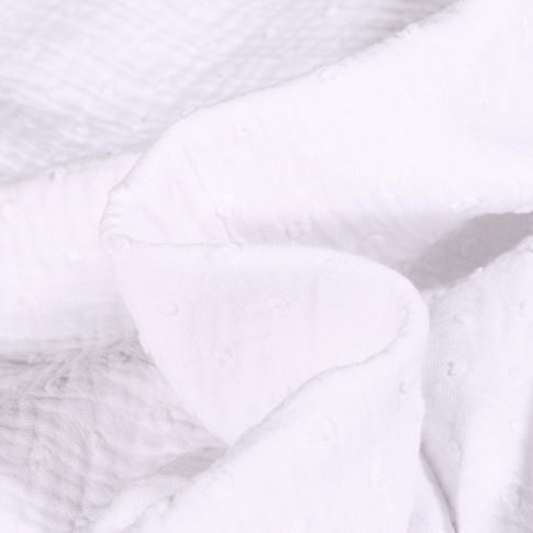 Tissu Double gaze Plumetis uni Blanc