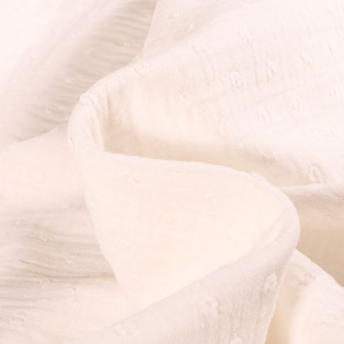 Tissu Double gaze Plumetis uni Blanc cassé