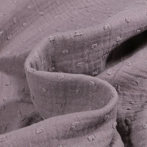 Tissu Double gaze Plumetis uni Gris