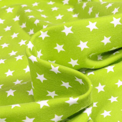 Tissu Jersey Coton Star's sur fond Vert anis