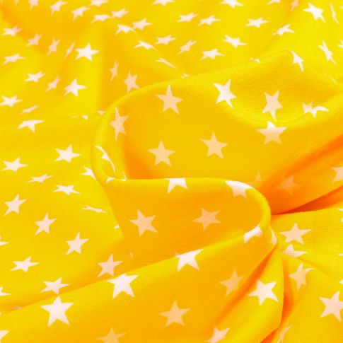 Tissu Jersey Coton Star's sur fond Jaune
