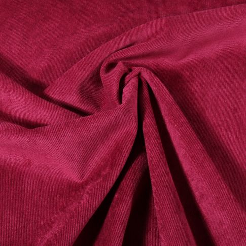Tissu Velours milleraies uni Bordeaux