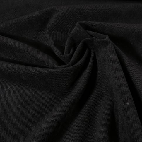 Tissu Velours milleraies uni Noir