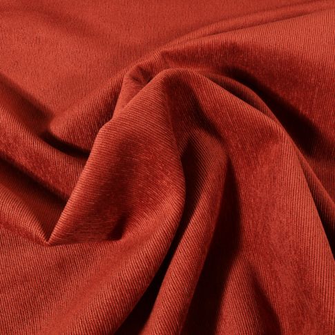 Tissu Velours milleraies uni Brique