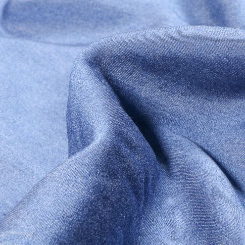 Tissu Chambray Viscose uni Bleu denim