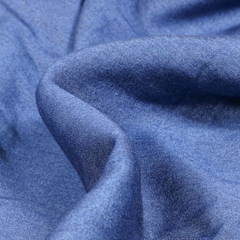 Tissu Chambray Viscose uni Bleu foncé
