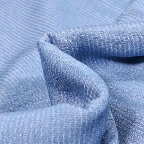 Tissu Chambray rayé Rachel Bleu ciel