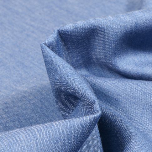 Tissu Chambray de coton uni Bleu indigo