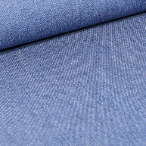 Tissu Chambray de coton uni Bleu jean