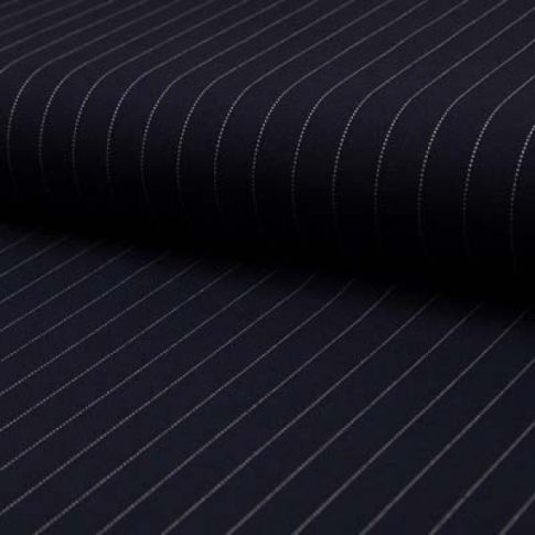 Tissu Jersey Milano Rayures blanches sur fond Bleu nuit