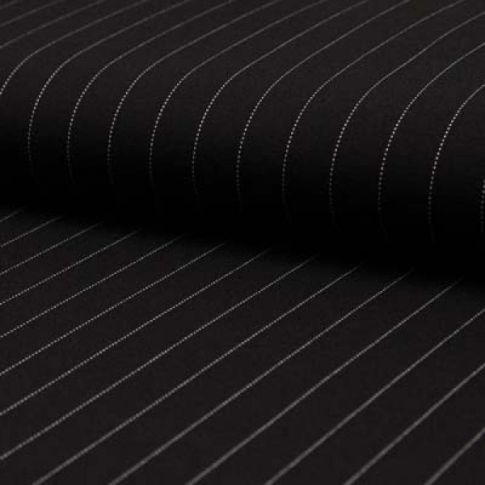 Tissu Jersey Milano Rayures blanches sur fond Noir profond
