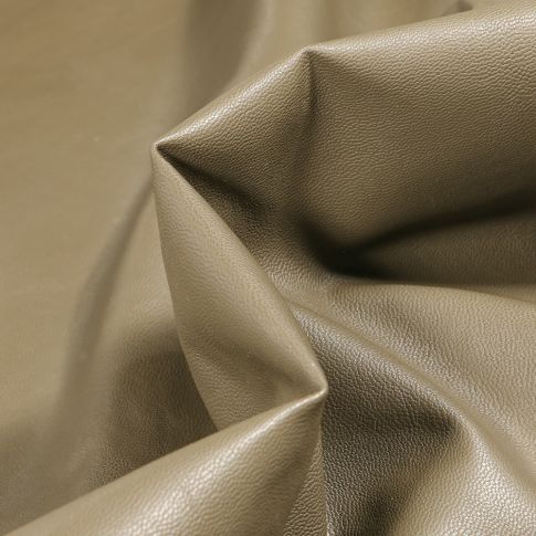 Tissu Simili cuir souple d'habillement uni Inès Vert kaki