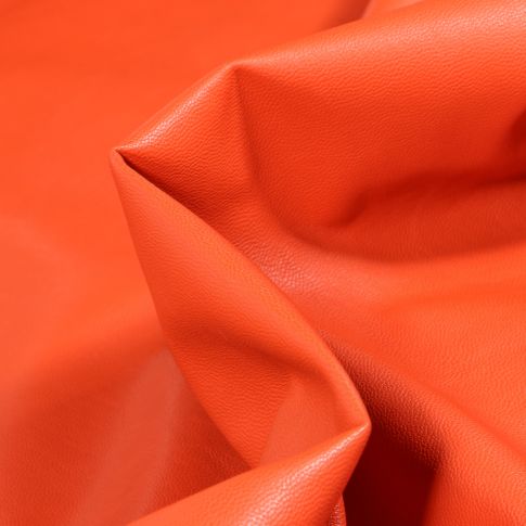 Tissu Simili cuir souple d'habillement uni Inès Orange