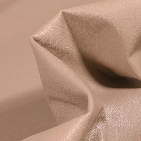 Tissu Simili cuir souple d'habillement uni Inès Taupe
