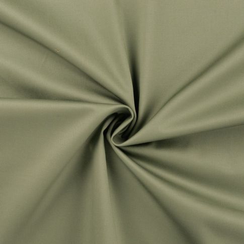 Tissu Coton Satiné extensible uni Vert kaki clair