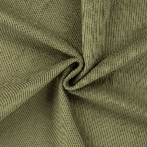 Tissu Velours côtelé stretch uni Vert kaki
