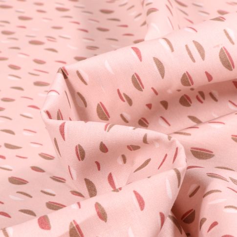 Tissu Coton imprimé Bio Pois destructurés sur fond Rose pâle