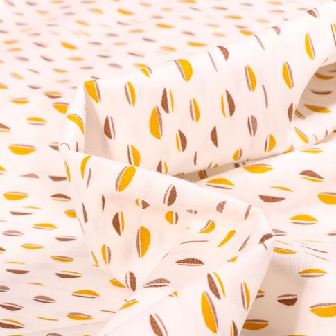 Tissu Coton imprimé Bio Pois destructurés sur fond Blanc cassé