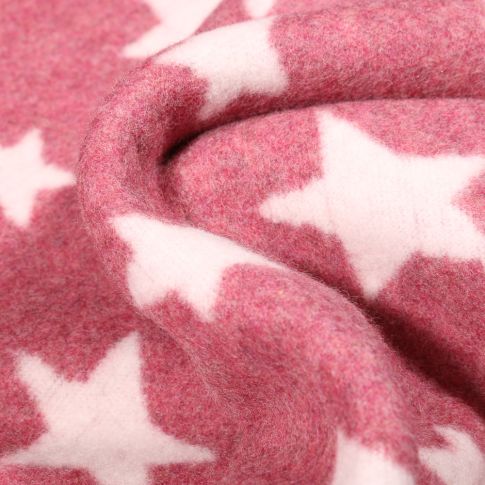 Tissu Polaire Coton Bio Etoiles blanches sur fond Vieux rose