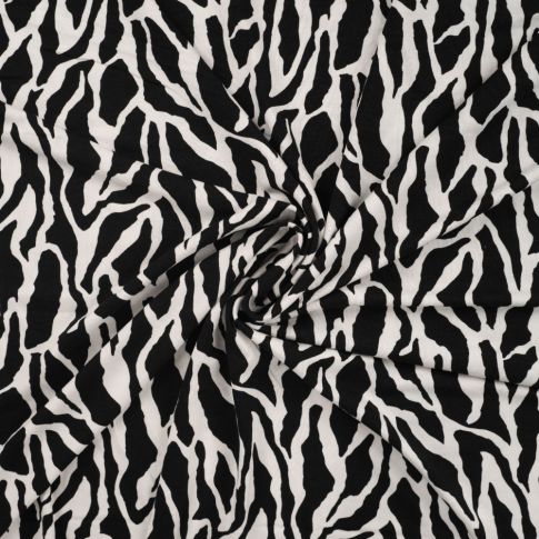 Tissu Jersey Viscose imprimé Zebra sur fond Noir