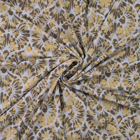 Tissu Jersey Viscose Paloma Art Déco sur fond Gris perle