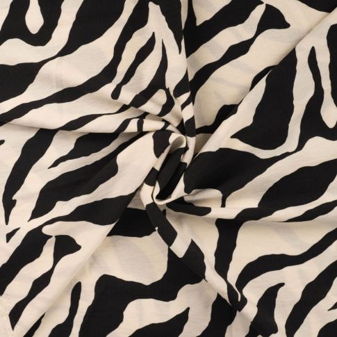 Tissu Viscose texturé Motif écru sur fond Noir