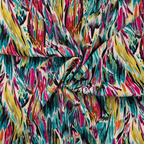 Tissu Crépon de Viscose Mila sur fond Multicolore
