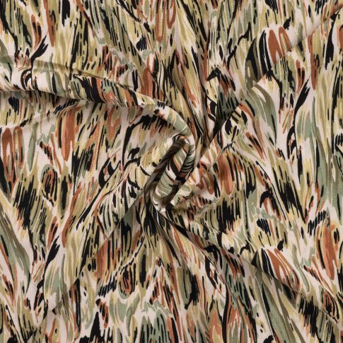 Tissu Crépon de Viscose Mila sur fond Vert kaki
