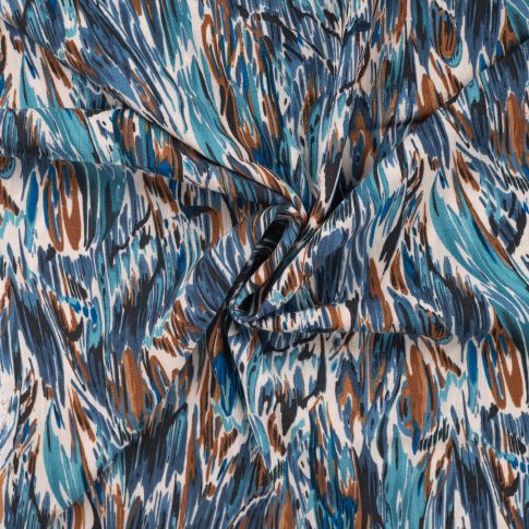 Tissu Crépon de Viscose Mila sur fond Bleu denim