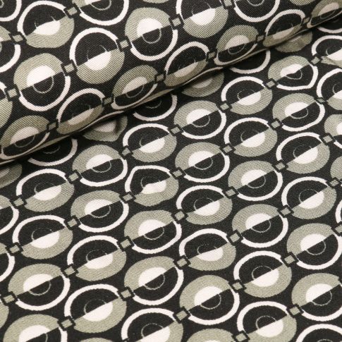 Tissu Viscose Twill Ronds  gris clair sur fond Gris anthracite