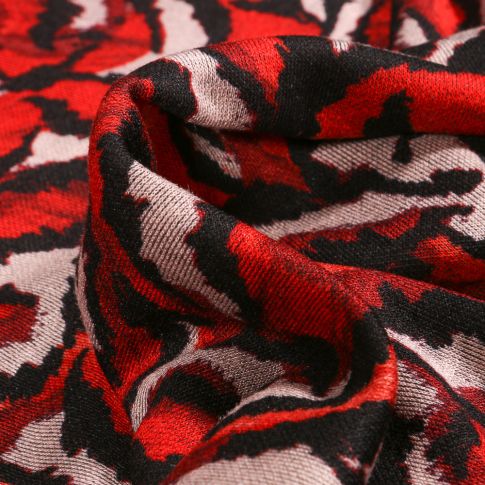 Tissu Jersey  Milano Roxane rouge sur fond Blanc
