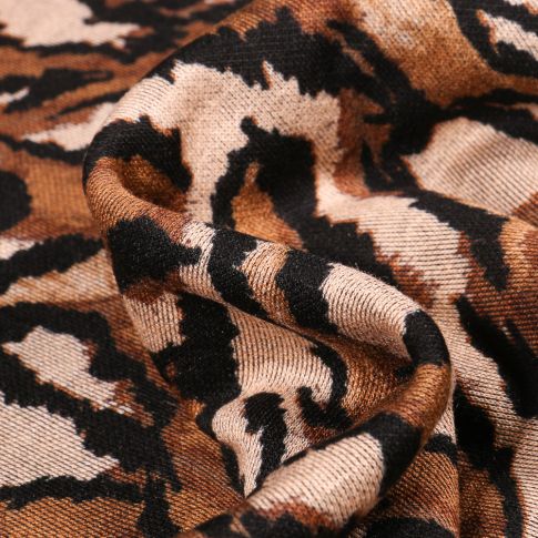 Tissu Jersey  Milano Roxane marron sur fond Beige