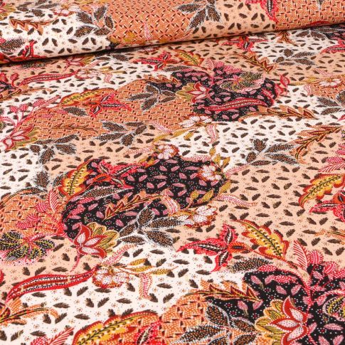 Tissu Viscose lurex Dobby Gold sur fond Orange
