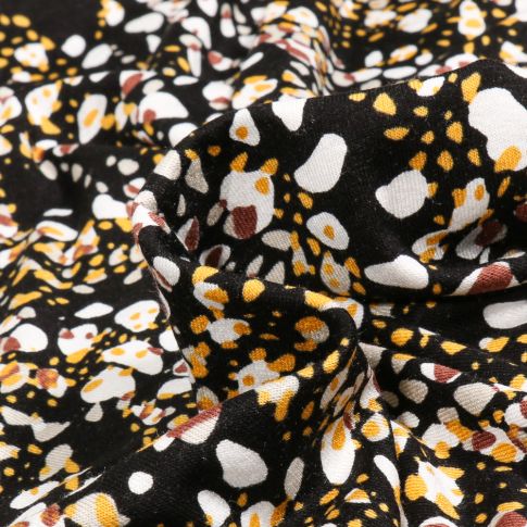 Tissu Jersey Viscose  Svea sur fond Noir